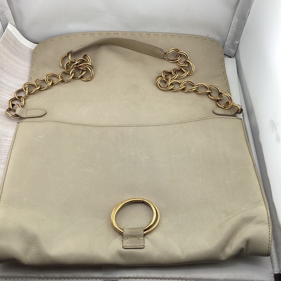 Donna Karan Cream Shoulder Bag with Gold Chain Accent - Picture 4 of 6